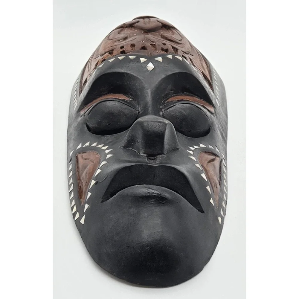 Vintage Carved Wooden Wall Mask Bahamas Folk Art Tribal‎ Style Home Decor 12.75